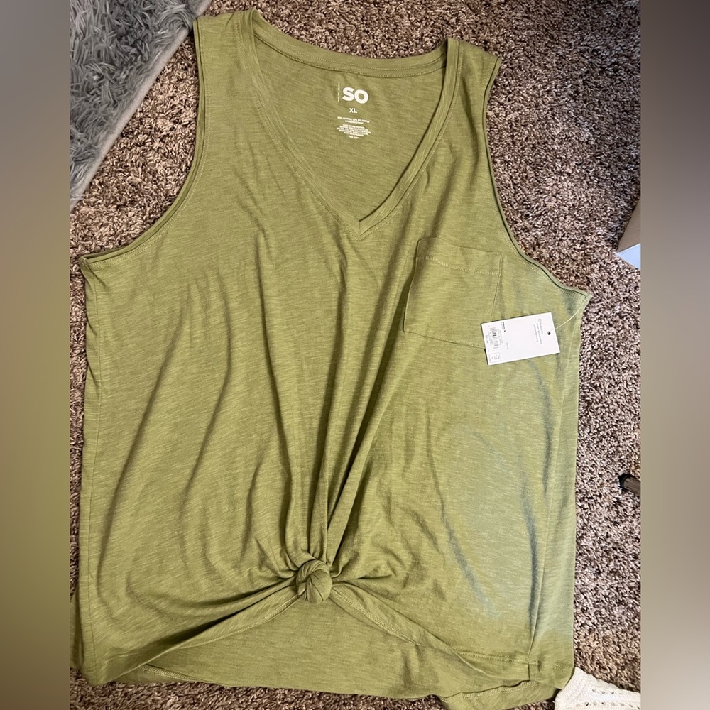 SO XL junior knit top green